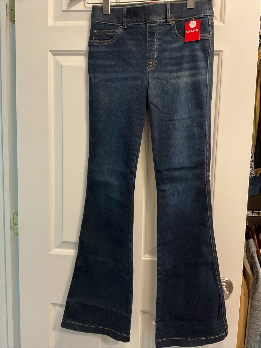 SPANX Dark Blue High-Rise Flare Jeans